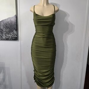 SHEIN Olive Green Midi Dress
